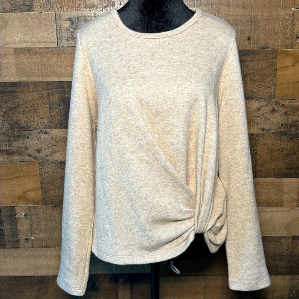 NWOT Karen Kane Women's Long Sleeve Knotted Shirt Blouse Top Large XLP Petite - Picture 1 of 5